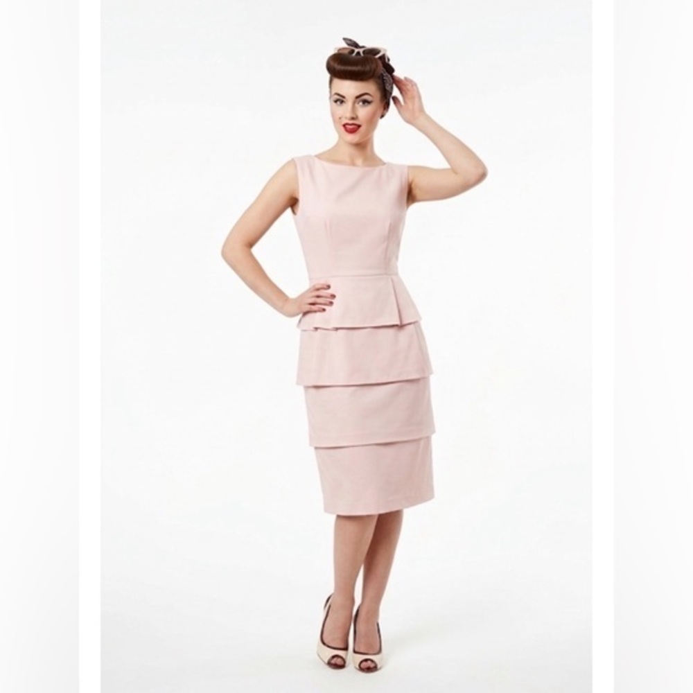 🌸Stop Staring Clothing Pink Cupcake Pin-up Rockabilly Tiered MIDI Dress